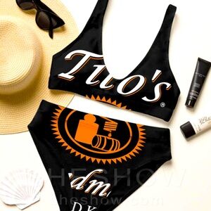 Tito’s Vodka Bikini | Color: Black/Orange | Size: SM | NEW NEVER WORN